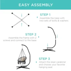 Best Choice Products Metal Hanging Hammock C-Stand For Chair/ Weather-Resistant Finish, Offset Base - Stand Only -Best Choice Products GUEST 014c9720 7747 48d1 aabe c50a9694f48a