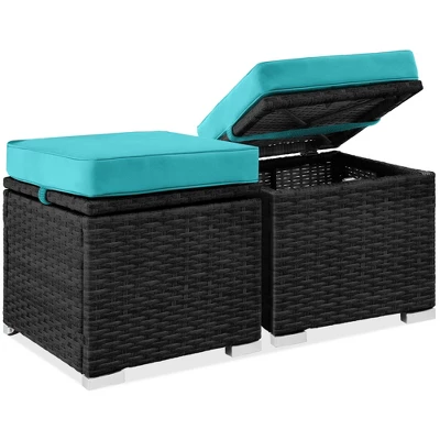 Best Choice Products Set Of 2 Wicker Ottomans, Multipurpose Furniture W/ Removable Cushions, Steel Frame 11 Best Choice Products Set Of 2 Wicker Ottomans, Multipurpose Furniture W/ Removable Cushions, Steel Frame - Image 11