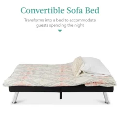 Best Choice Products Modern Faux Leather Convertible Futon Sofa W/ Removable Armrests, Metal Legs, 2 Cupholders -Best Choice Products GUEST 0467b735 53ab 4e00 84cb fb1815067ef5