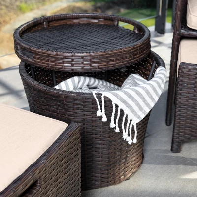 Best Choice Products 5-Piece Outdoor Wicker Patio Bistro Furniture Set W/ Storage Table, No Assembly 6 Best Choice Products 5-Piece Outdoor Wicker Patio Bistro Furniture Set W/ Storage Table, No Assembly - Image 6