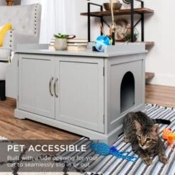 Best Choice Products Large Wooden Cat Litter Box Enclosure, Storage Cabinet Bench Table W/ Magazine Rack -Best Choice Products GUEST 07df8c8d a3cd 433a 9782 45da289343e4