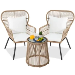 Best Choice Products 3-Piece Patio Conversation Bistro Set, Outdoor Wicker W/ 2 Chairs, Cushions, Side Table -Best Choice Products GUEST 09673446 d11d 4c40 bc7a 2cb1fd1210fc