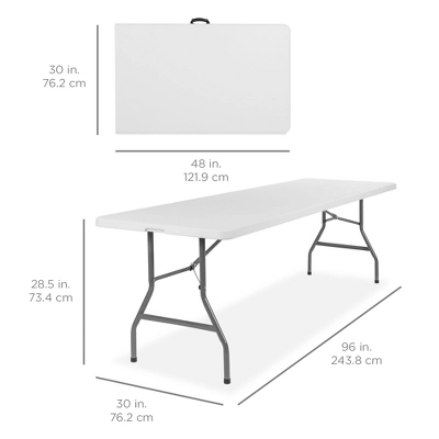 Best Choice Products 8ft Plastic Folding Table, Indoor Outdoor Heavy Duty Portable W/ Handle, Lock For Picnic - White 6 Best Choice Products 8ft Plastic Folding Table, Indoor Outdoor Heavy Duty Portable W/ Handle, Lock For Picnic - White - Image 6