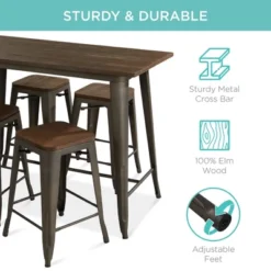 Best Choice Products 5-Piece Counter Height Dining Set For Kitchen, Dining Room W/ 4 Backless Stools, 330lb Capacity -Best Choice Products GUEST 0bd9a4d8 80f4 4e64 b4ab a5f9dac1ab71
