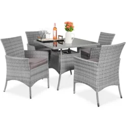 Best Choice Products 5-Piece Indoor Outdoor Wicker Patio Dining Table Furniture Set W/ Umbrella Cutout, 4 Chairs -Best Choice Products GUEST 0c6e0f04 f11a 477a 9cd9 bc59b9ad7642