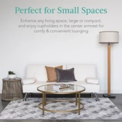 Best Choice Products Modern Faux Leather Convertible Futon Sofa W/ Removable Armrests, Metal Legs, 2 Cupholders - White -Best Choice Products GUEST 0f36b082 e78d 4c3e b091 31a8e7667e19