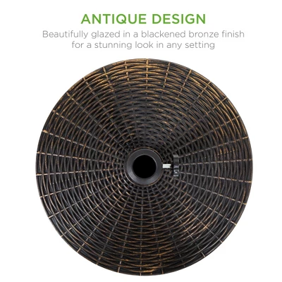 Best Choice Products 55lb Round Wicker Style Resin Patio Umbrella Base Stand W/ 1.75in Hole, Bronze Finish - Black 1 Best Choice Products 55lb Round Wicker Style Resin Patio Umbrella Base Stand W/ 1.75in Hole, Bronze Finish - Black