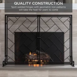 Best Choice Products 44x33in 2-Panel Handcrafted Wrought Iron Geometric Fireplace Screen W/ Magnetic Doors 12 Best Choice Products 44x33in 2-Panel Handcrafted Wrought Iron Geometric Fireplace Screen W/ Magnetic Doors -Best Choice Products GUEST 10fd686c 5942 40b8 bdaf 5094e597c704
