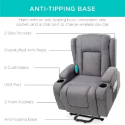 Best Choice Products Electric Power Lift Linen Recliner Massage Chair Furniture W/ USB Port, Heat, Cupholders -Best Choice Products GUEST 115a4981 f961 4dfb 889a cd02de4b4384