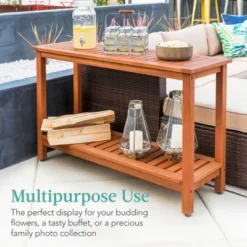 Best Choice Products 48in 2-Shelf Indoor Outdoor Wooden Console Table Multifunctional Buffet Bar Storage -Best Choice Products GUEST 122d4806 9df9 4f55 9203 a5d9c2c2c7d7