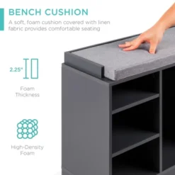 Best Choice Products 46in Shoe Storage Organization Rack Bench For Entryway, Bedroom W/ Padded Seat, 10 Cubbies - Gray -Best Choice Products GUEST 13abc812 5480 4f06 8909 0a4154ef5d89