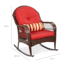 Best Choice Products Outdoor Wicker Rocking Chair For Patio, Porch W/ Steel Frame, Weather-Resistant Cushions - Red -Best Choice Products GUEST 13c0c0f1 da92 4a58 ba7c 3dfb6ed18b19