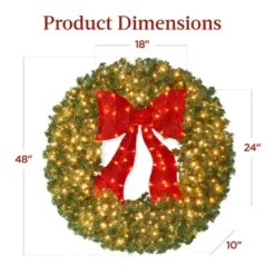 Best Choice Products 48in Artificial Pre-Lit Fir Christmas Wreath Decor W/ Red Bow, 250 LED Lights, 714 Tips, Plug-In -Best Choice Products GUEST 145f3a83 e7c9 45bf 8270 9a1d507bc7ba