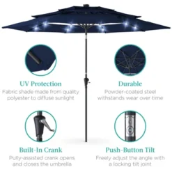 Best Choice Products 10ft 3-Tier Solar Patio Umbrella W/ 24 LED Lights, Tilt Adjustment, Easy Crank -Best Choice Products GUEST 147eaf55 7efa 47d3 a8ca ca2a15cb7754