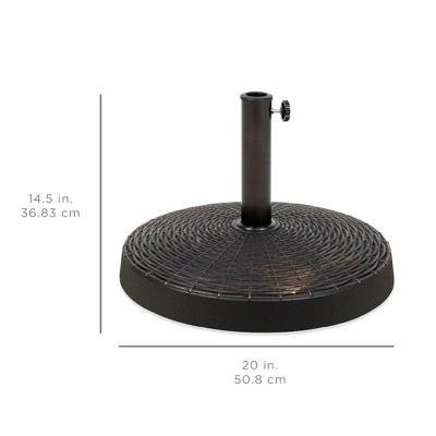 Best Choice Products 55lb Round Wicker Style Resin Patio Umbrella Base Stand W/ 1.75in Hole, Bronze Finish - Black 5 Best Choice Products 55lb Round Wicker Style Resin Patio Umbrella Base Stand W/ 1.75in Hole, Bronze Finish - Black - Image 5
