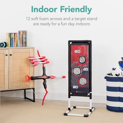 Best Choice Products Kids Bow & Arrow Set, Children's Play Archery Toy W/ Target Stand, 12 Arrows, Quiver 1 Best Choice Products Kids Bow & Arrow Set, Children's Play Archery Toy W/ Target Stand, 12 Arrows, Quiver