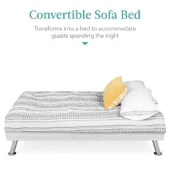 Best Choice Products Modern Faux Leather Convertible Futon Sofa W/ Removable Armrests, Metal Legs, 2 Cupholders - White -Best Choice Products GUEST 15efb93a ed10 4d1c a1d5 21f062b937e2