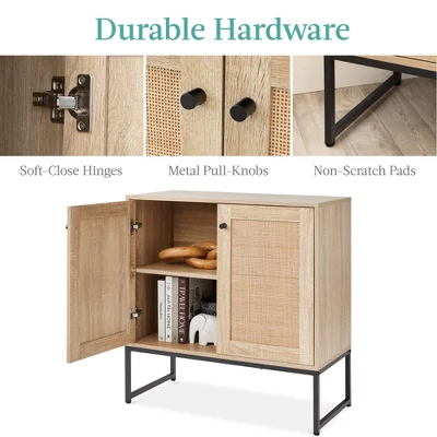 Best Choice Products 2-Door Rattan Storage Cabinet, Accent Furniture, Cupboard W/ Non-Scratch Foot Pads 5 Best Choice Products 2-Door Rattan Storage Cabinet, Accent Furniture, Cupboard W/ Non-Scratch Foot Pads - Image 5