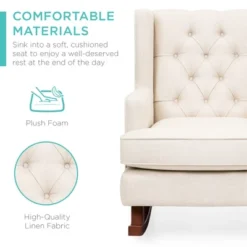 Best Choice Products Rocking Accent Chair, Tufted Upholstered Wingback For Home, Nursery W/ Wood Frame -Best Choice Products GUEST 1cefdf21 a32b 42af 9594 eeefdf08c09b
