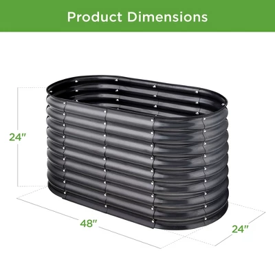 Best Choice Products 4x2x2ft Outdoor Raised Metal Oval Garden Bed, Planter Box For Vegetables, Flowers - Charcoal 6 Best Choice Products 4x2x2ft Outdoor Raised Metal Oval Garden Bed, Planter Box For Vegetables, Flowers - Charcoal - Image 6