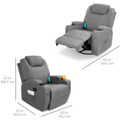 Best Choice Products Executive Swivel Massage Recliner Chair W/ Remote Control, 5 Modes, 2 Cup Holders - Gray -Best Choice Products GUEST 202911a5 0ea2 4410 9b6c 0723c6f52efb
