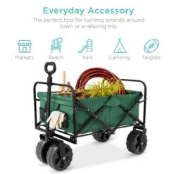 Best Choice Products 36in Folding Multipurpose Indoor Outdoor Utility Cart W/ Swivel Wheels, Adjustable Handle - Green -Best Choice Products GUEST 20fe37ed 0943 46a5 a722 9e0e136a3685
