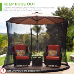 Best Choice Products 9ft Adjustable Bug Screen Accessory For Outdoor Patio Umbrella W/ Polyester Net, Fillable Base