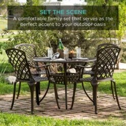 Best Choice Products 5-Piece All-Weather Cast Aluminum Patio Dining Set W/ Chairs, Umbrella Hole, Lattice Weave Design -Best Choice Products GUEST 24d80210 e307 4828 9df2 37058586a74e