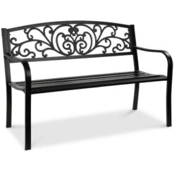 Best Choice Products Outdoor Steel Bench Garden Patio Porch Furniture W/ Floral Design Backrest, Slatted Seat -Best Choice Products GUEST 28f48162 8691 4afb 942f bc2f7aaa24a4