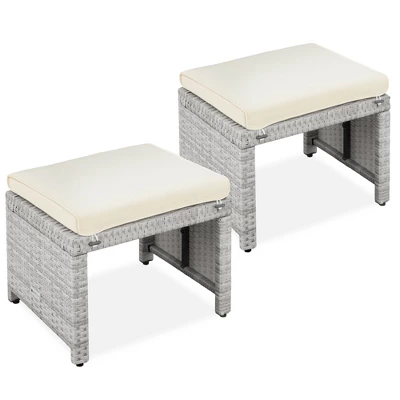 Best Choice Products Set Of 2 Multipurpose Patio Wicker Ottomans W/ Removable Cushions, Steel Frame 9 Best Choice Products Set Of 2 Multipurpose Patio Wicker Ottomans W/ Removable Cushions, Steel Frame - Image 9