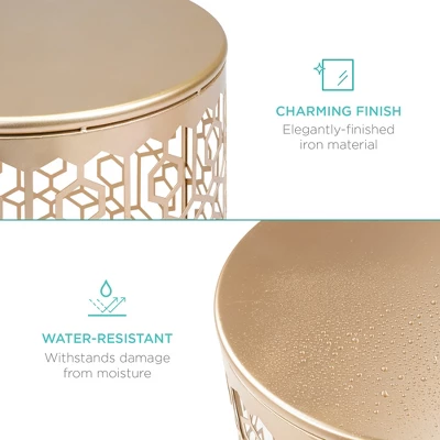 Best Choice Products Set Of 2 Decorative Nesting Round Patterned Accent Side Coffee End Table Nightstands 2 Best Choice Products Set Of 2 Decorative Nesting Round Patterned Accent Side Coffee End Table Nightstands - Image 2