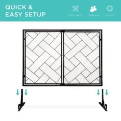 Best Choice Products 44x33in 2-Panel Handcrafted Wrought Iron Geometric Fireplace Screen W/ Magnetic Doors 11 Best Choice Products 44x33in 2-Panel Handcrafted Wrought Iron Geometric Fireplace Screen W/ Magnetic Doors -Best Choice Products GUEST 33b4acba 741e 4d79 8ac3 d10c0d4c10a1