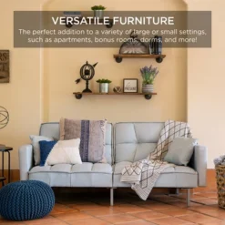 Best Choice Products Convertible Living Room Linen Fabric Tufted Split-Back Futon Sofa W/ 2 Pillows -Best Choice Products GUEST 33c9e24e 49a2 4cdd b693 aa46a2bac439