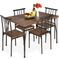 Best Choice Products 5-Piece Indoor Modern Metal Wood Rectangular Dining Table Furniture Set W/ 4 Chairs -Best Choice Products GUEST 35511d98 5535 4833 b2e6 44fcd93ea9d6