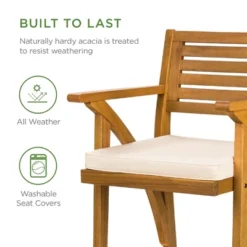 Best Choice Products Set Of 2 Outdoor Acacia Wood Bar Stools Bar Chairs W/ Weather-Resistant Cushions - Teak Finish -Best Choice Products GUEST 3b0db206 ea09 4237 8dab c86dee305c3a