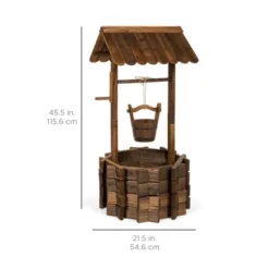 Best Choice Products Rustic Wooden Wishing Well Planter Outdoor Home Decor For Patio, Garden, Yard W/ Hanging Bucket -Best Choice Products GUEST 3bb05734 b3c1 47a7 a1ef b547b23faa49