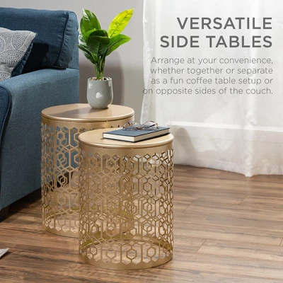 Best Choice Products Set Of 2 Decorative Nesting Round Patterned Accent Side Coffee End Table Nightstands 1 Best Choice Products Set Of 2 Decorative Nesting Round Patterned Accent Side Coffee End Table Nightstands