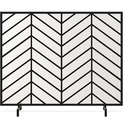 Best Choice Products 52x31in 3-Panel Iron Chevron Fireplace Screen, Spark Guard W/ Handles 10 Best Choice Products 52x31in 3-Panel Iron Chevron Fireplace Screen, Spark Guard W/ Handles - Image 10