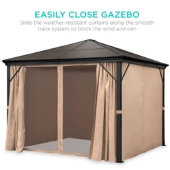 Best Choice Products 10x10ft Hardtop Gazebo, Outdoor Aluminum Canopy For Backyard, Garden W/ Side Curtains, Netting -Best Choice Products GUEST 3fc040f6 46d6 46a5 a059 5466f95c38af