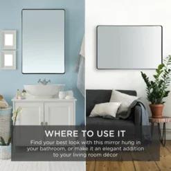Best Choice Products 24x36in Recessed Bathroom Vanity 2-Way Wall Mirror W/ Rounded Corners, Anti-Blast Film -Best Choice Products GUEST 445601d4 632e 4eb3 b4bd 9eb962694f9b