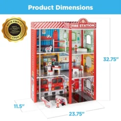 Best Choice Products 32in Kids 3-Story Pretend Wooden Fire Station Play Set Toy, W/ 2 Vehicles, 12 Accessories, 5 Rooms -Best Choice Products GUEST 493ea910 c981 49e0 84a4 66a61c5bb570
