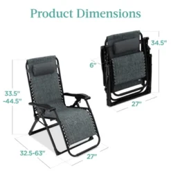 Best Choice Products Oversized Zero Gravity Chair, Folding Recliner W/ Removable Cushion, Side Tray -Best Choice Products GUEST 494c765e 11a1 46d1 bb01 b89cb91299e9
