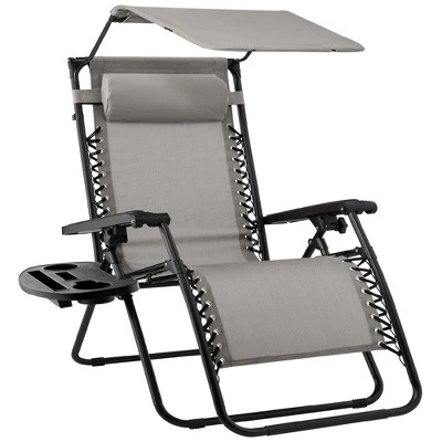 Best Choice Products Folding Zero Gravity Recliner Patio Lounge Chair W/ Canopy Shade, Headrest, Tray 15 Best Choice Products Folding Zero Gravity Recliner Patio Lounge Chair W/ Canopy Shade, Headrest, Tray - Image 15