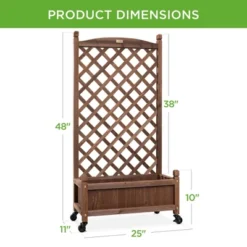 Best Choice Products Set Of 2 48in Wood Planter Box & Diamond Lattice Trellis, W/ Drainage, Optional Wheels - Walnut -Best Choice Products GUEST 4d8938e0 8c8e 4fea 9779 8bd591c0114c