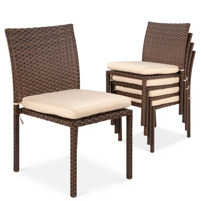 Best Choice Products Set Of 4 Stackable Outdoor Patio Wicker Chairs W/ Cushions, UV-Resistant Finish 6 Best Choice Products Set Of 4 Stackable Outdoor Patio Wicker Chairs W/ Cushions, UV-Resistant Finish - Image 6