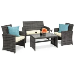 Best Choice Products 4-Piece Outdoor Wicker Patio Conversation Furniture Set W/ Coffee Table, Cushions -Best Choice Products GUEST 555c9a67 4af3 4381 9513 9dfd8c4aa208