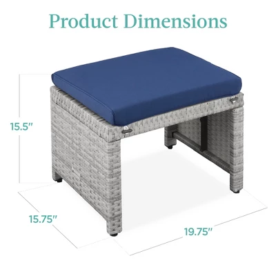 Best Choice Products Set Of 2 Multipurpose Patio Wicker Ottomans W/ Removable Cushions, Steel Frame 6 Best Choice Products Set Of 2 Multipurpose Patio Wicker Ottomans W/ Removable Cushions, Steel Frame - Image 6