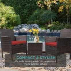 Best Choice Products 3-Piece Outdoor Wicker Conversation Bistro Set, Patio Chat Furniture W/ 2 Chairs, Table -Best Choice Products GUEST 577d3471 44bd 4714 9a94 ba26c0431776