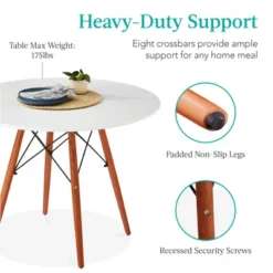 Best Choice Products 35.5in Round Compact Mid-Century Modern Dining Table W/ Beech Wood Legs, Metal Frame -Best Choice Products GUEST 5a455d2f e522 4733 b067 448b1614922f