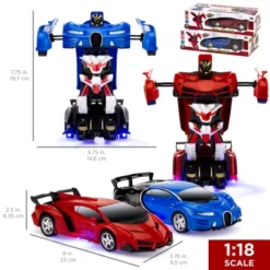 Best Choice Products Set Of 2 1/18 Scale RC Remote Control Transforming Robot Sports Car Toys W/ 1 Button Transformation -Best Choice Products GUEST 5c684bd3 7ee9 42cd b946 6cad22b04604